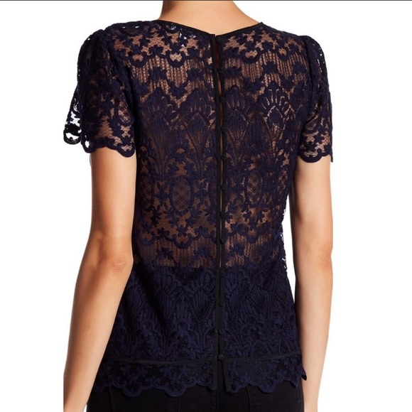 Joie Navy Lace Lemaine Blouse - Picture 3 of 7